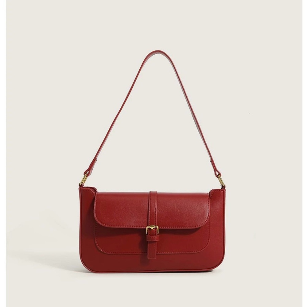 Red faux leather shoulder bag